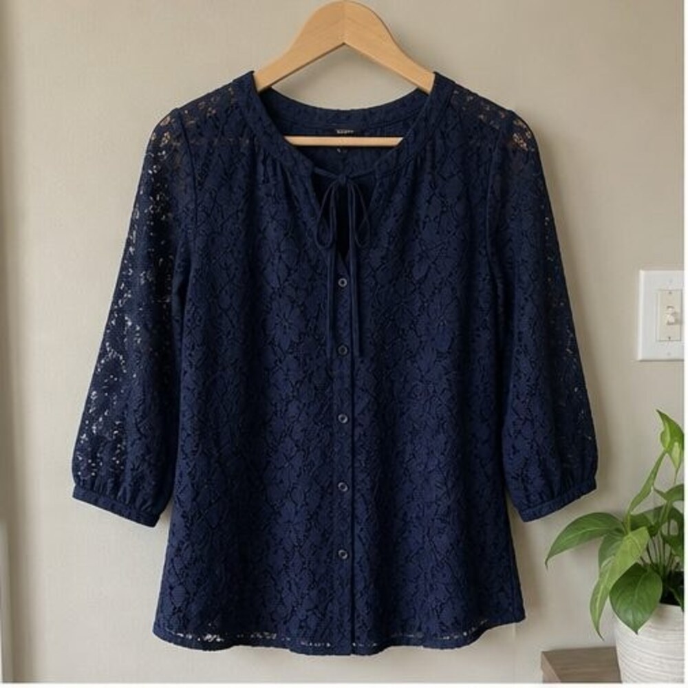 Navy Peplum Top